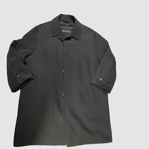 Calvin Klein Rain Jacket Overcoat Size 48R Mens Button Up Black Removable Liner